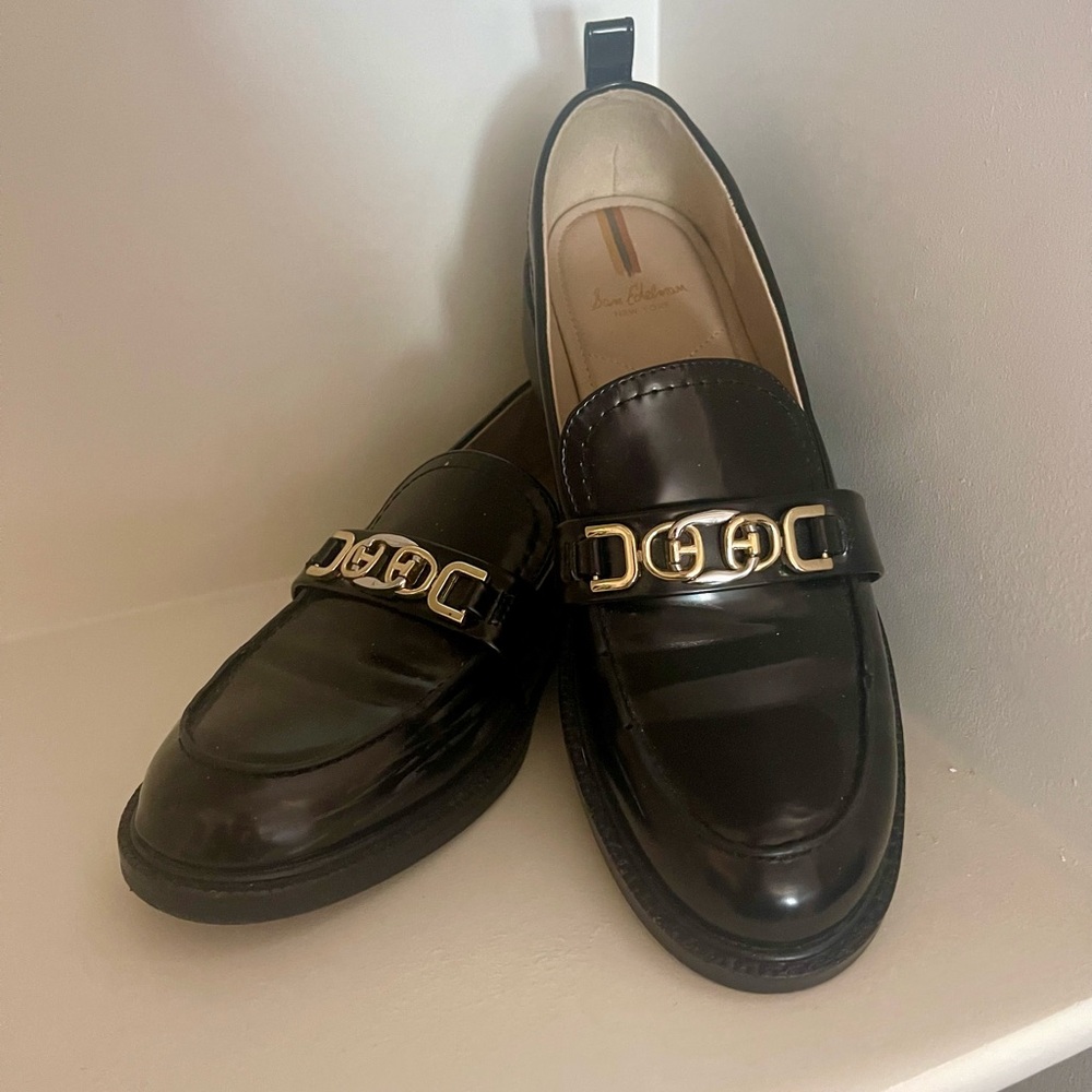 Sam Edelman Women’s Black Loafers with Gold Accent